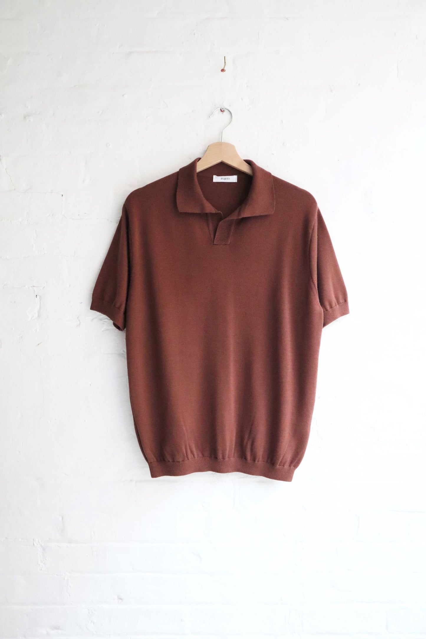 Fujito - Skipper Knit Polo. Brown