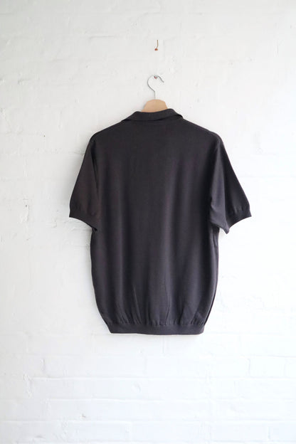 Fujito - Skipper Knit Polo. Charcoal