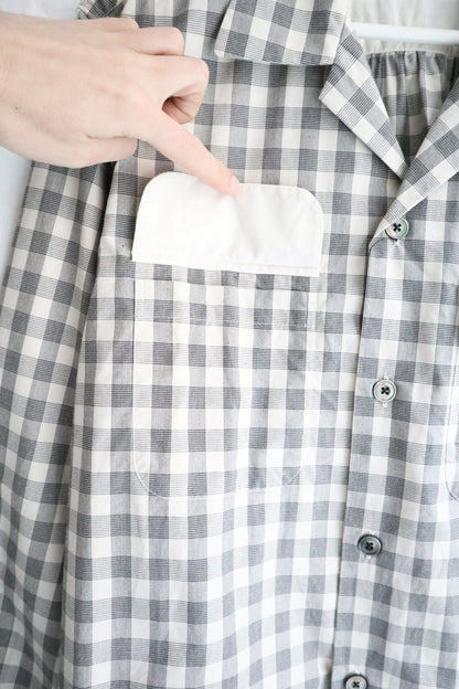 Fujito - Open Collar Shirt, White Check