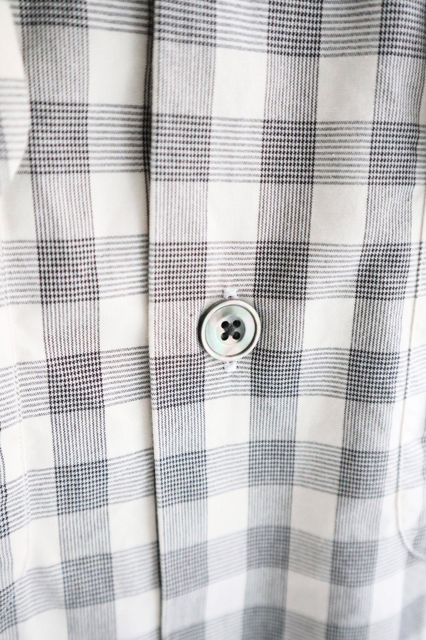Fujito - Open Collar Shirt, White Check