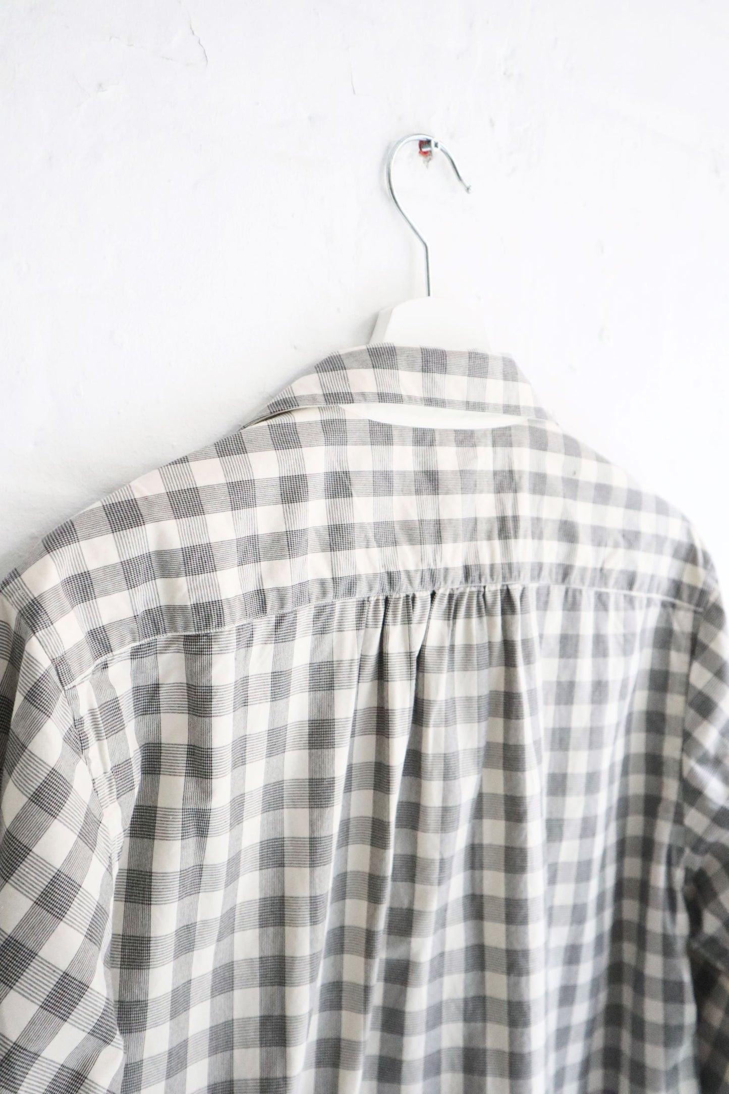 Fujito - Open Collar Shirt, White Check