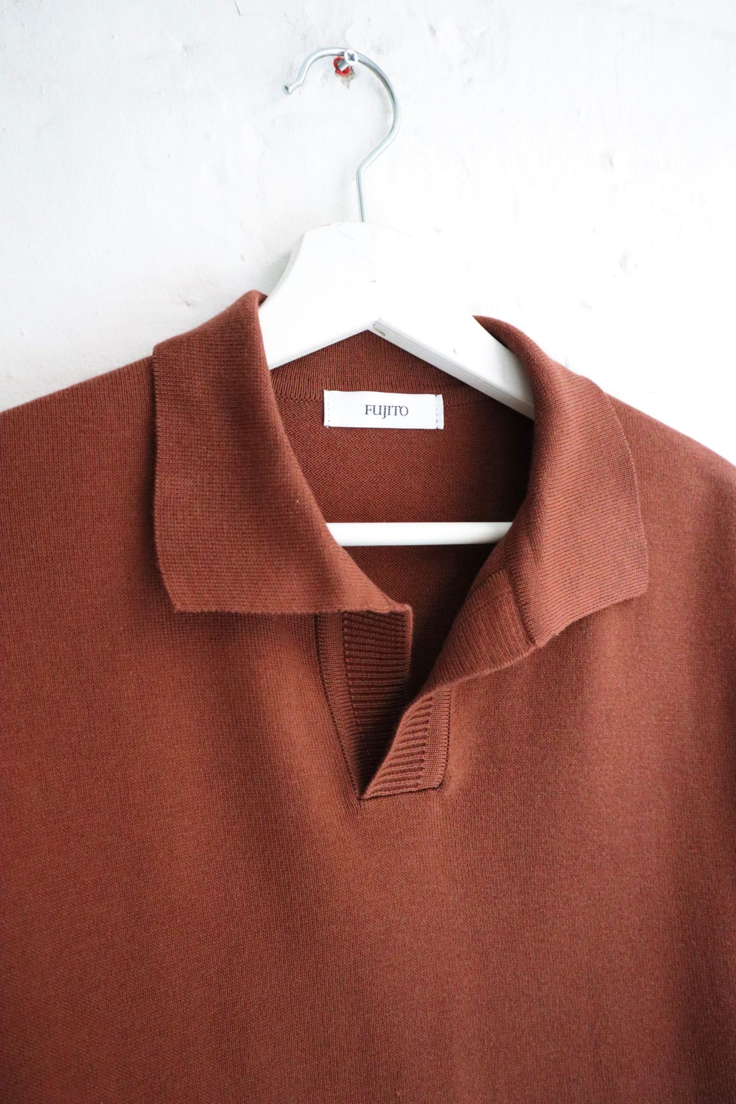 Fujito - Skipper Knit Polo. Brown