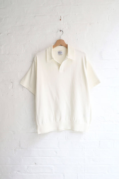 SUNNYSIDERS_YONETOMI_Yonetomi - Wave Cotton Polo, White_knitwear