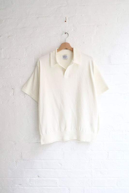 SUNNYSIDERS_YONETOMI_Yonetomi - Wave Cotton Polo, White_knitwear