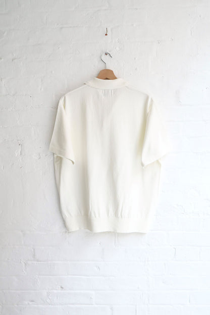 SUNNYSIDERS_YONETOMI_Yonetomi - Wave Cotton Polo, White_knitwear