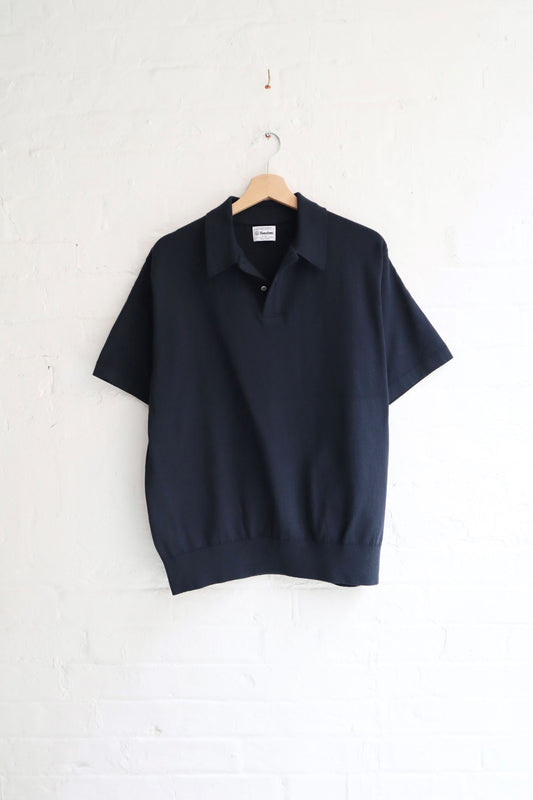 Yonetomi - Wave Cotton Polo, Navy