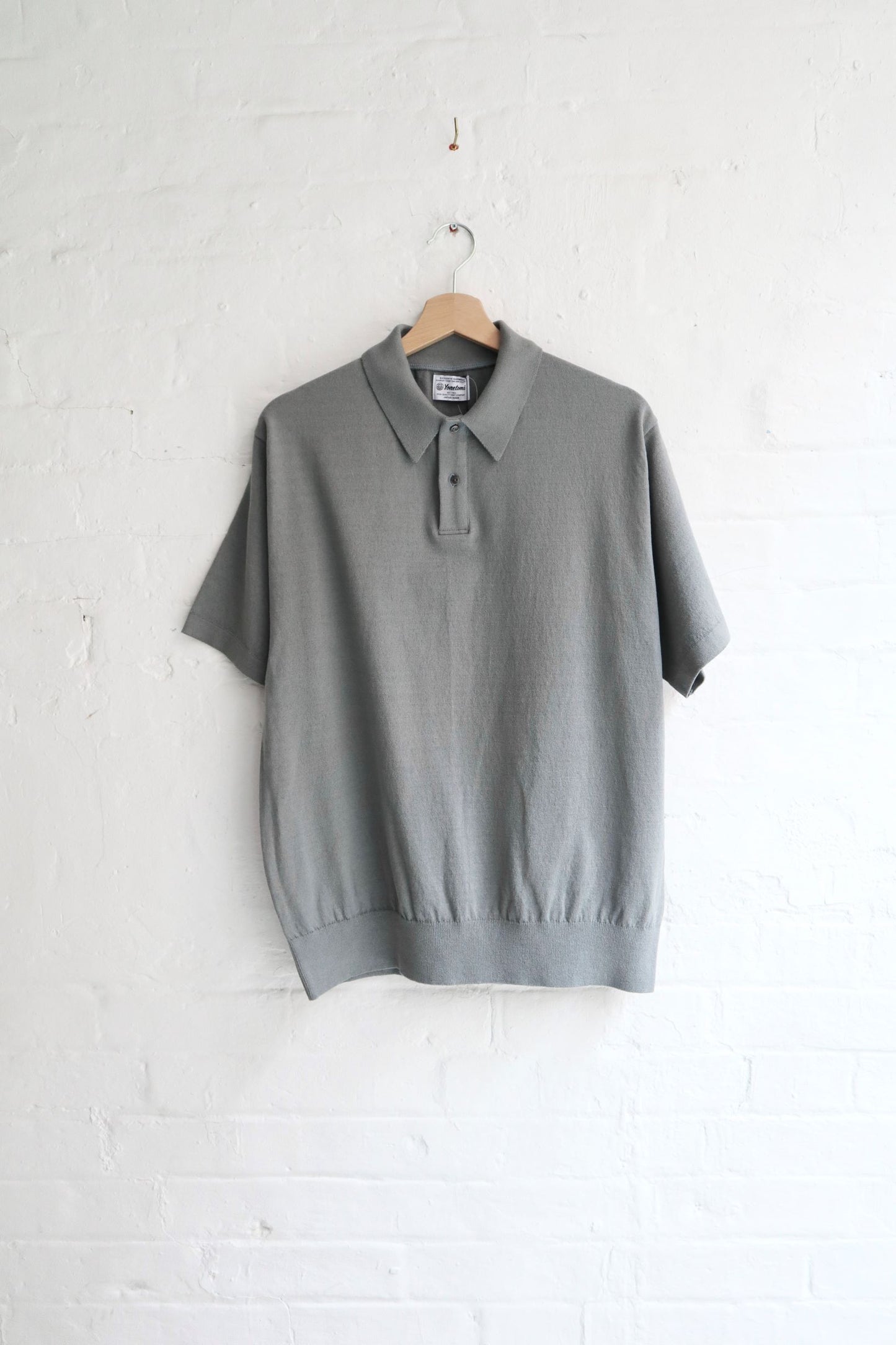 Yonetomi - Wave Cotton Polo, Blue Grey