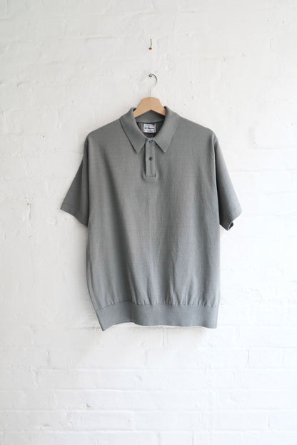 Yonetomi - Wave Cotton Polo, Blue Grey