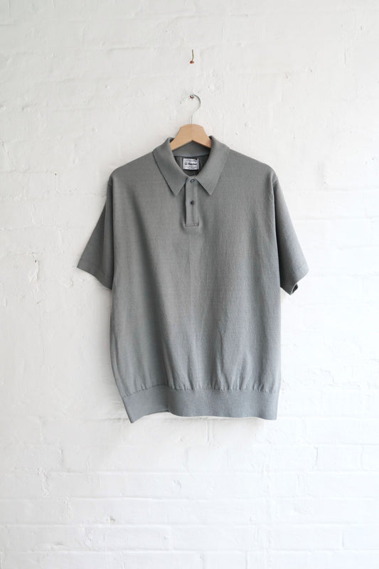 Yonetomi - Wave Cotton Polo, Blue Grey