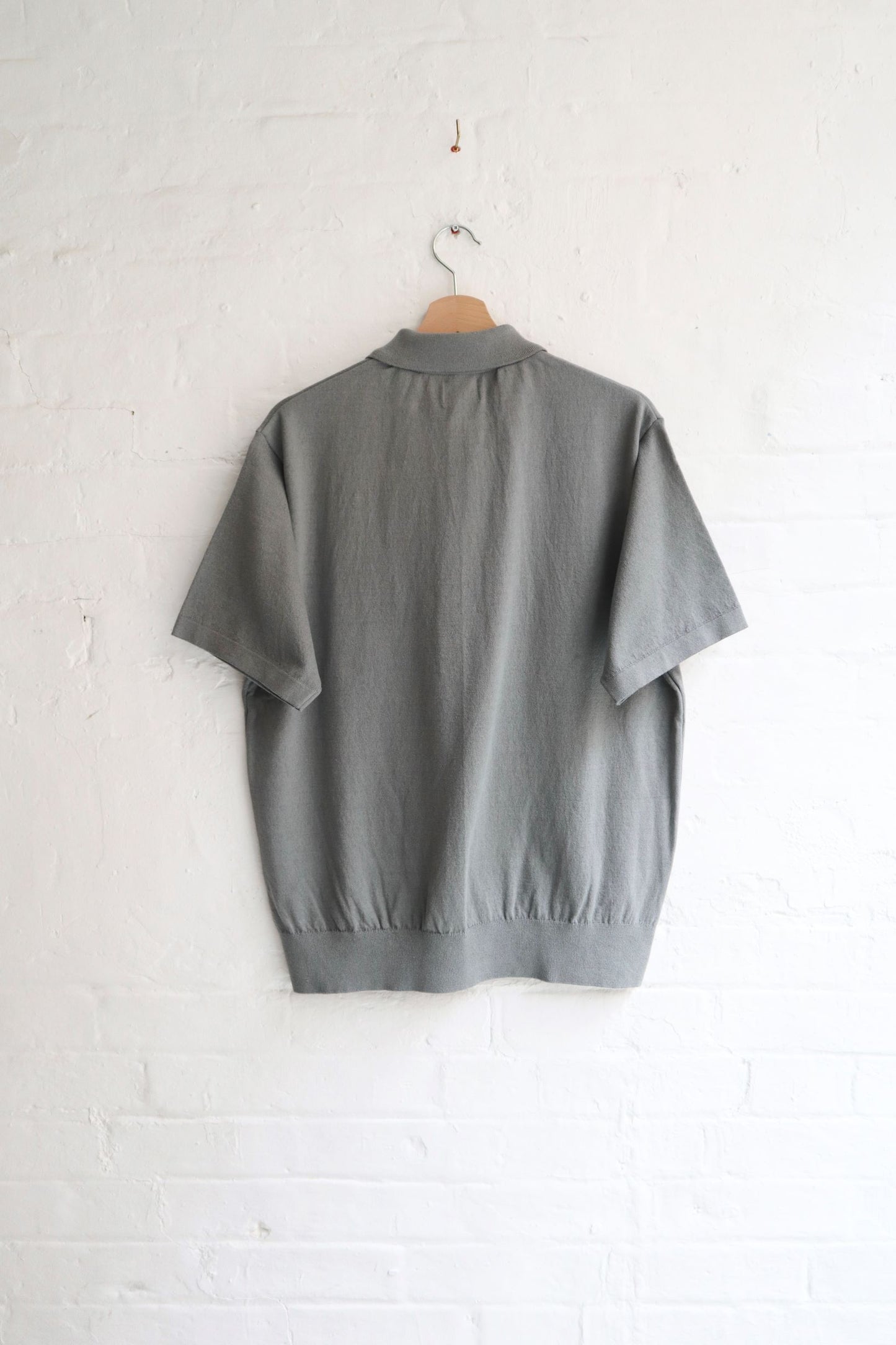 Yonetomi - Wave Cotton Polo, Blue Grey