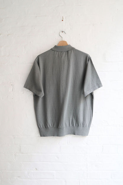 Yonetomi - Wave Cotton Polo, Blue Grey