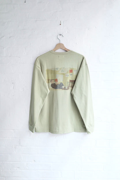 Sunnysiders - Jayden Long Sleeve T-Shirt (Back Print), Moss Green