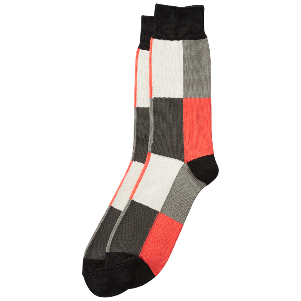 SUNNYSIDERS_ROTOTO_R1437 4 PANEL CREW SOCKS Black/Gray/L.Red_Socks