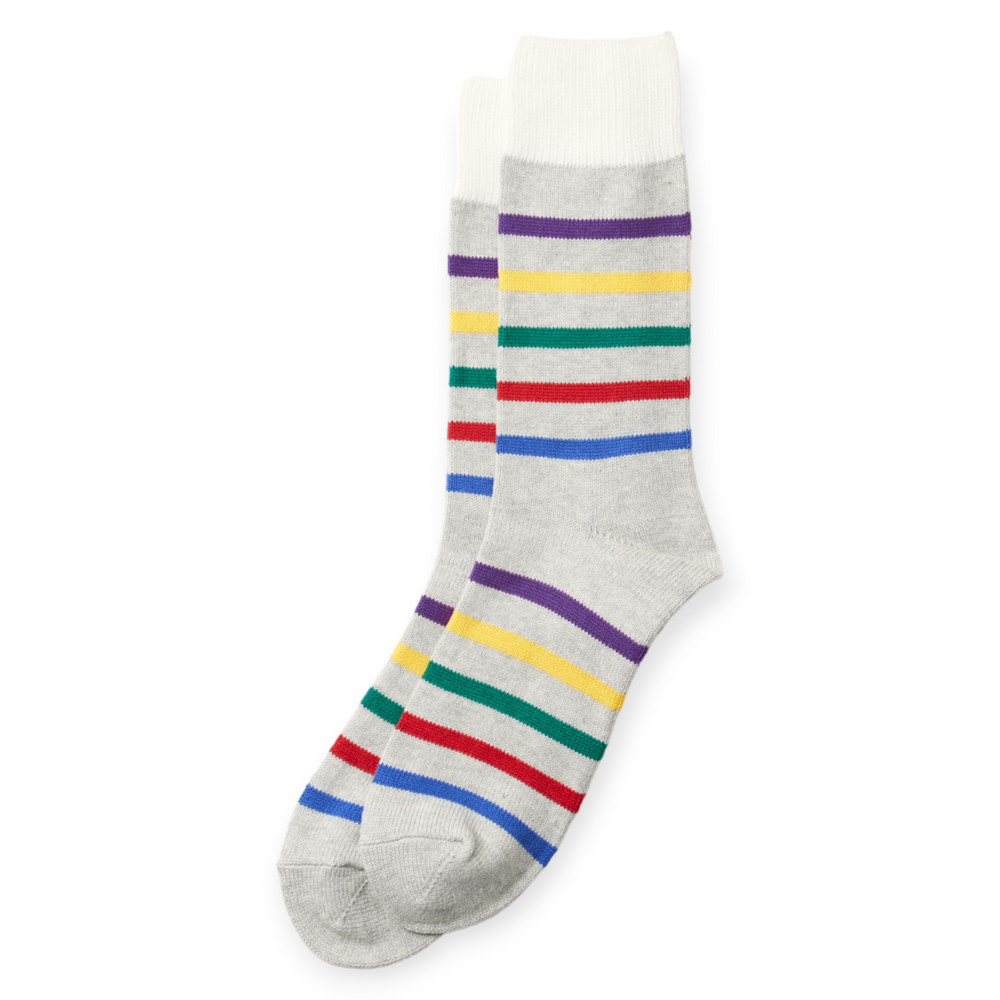 SUNNYSIDERS_ROTOTO_R1464 FIVE STRIPE CREW SOCKS Gray_Socks