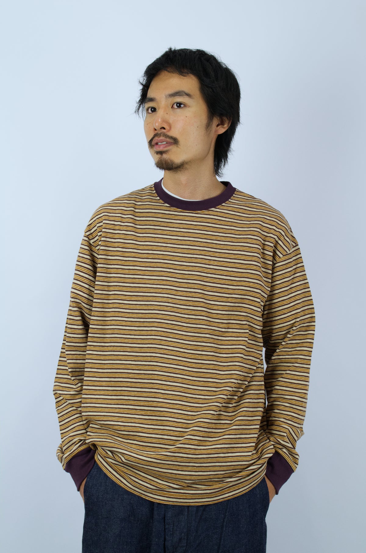 SUNNYSIDERS_SUNNYSIDERS_Sunnysiders - Multi Border Long Sleeve T-Shirt, Brown_T-Shirts