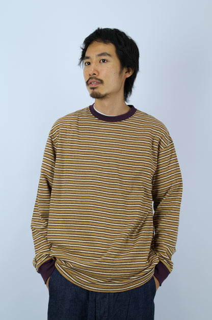 SUNNYSIDERS_SUNNYSIDERS_Sunnysiders - Multi Border Long Sleeve T-Shirt, Brown_T-Shirts