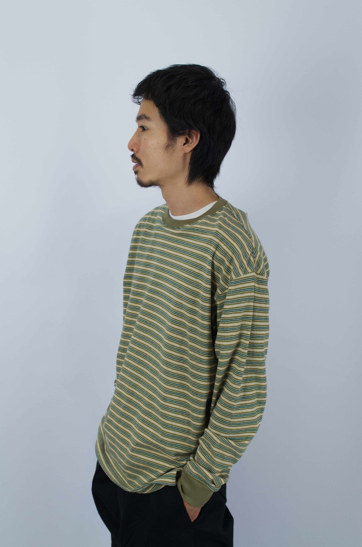 Sunnysiders - Multi Border Long Sleeve T-Shirt, Green