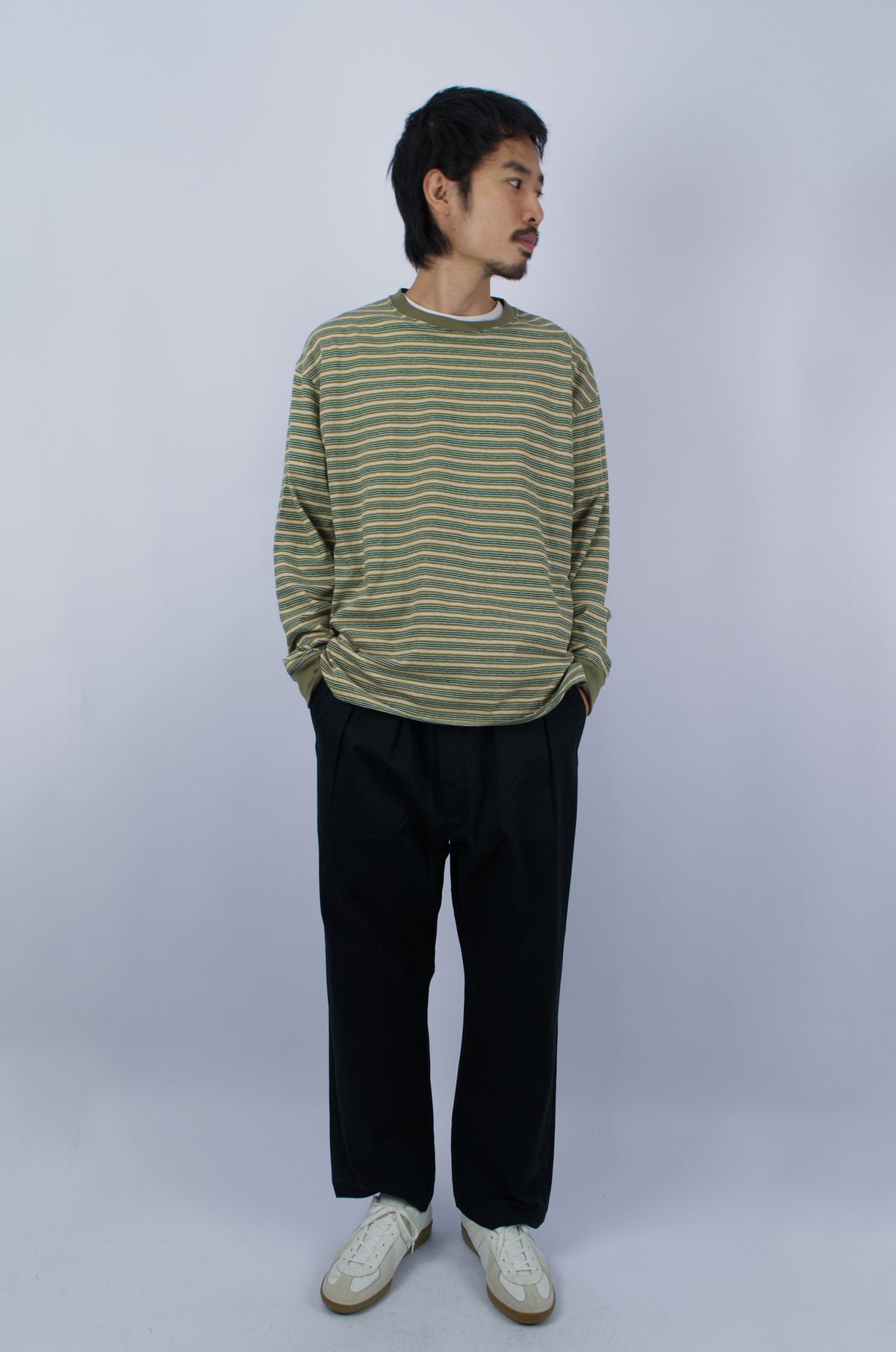 Sunnysiders - Multi Border Long Sleeve T-Shirt, Green