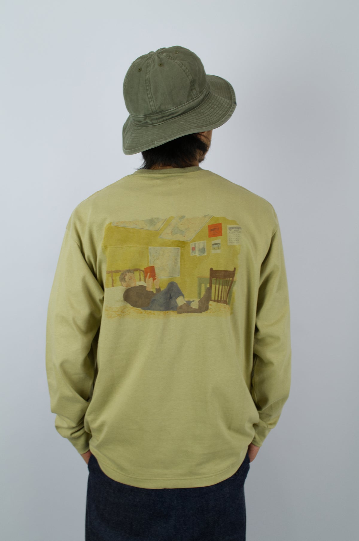 Sunnysiders - Jayden Long Sleeve T-Shirt (Back Print), Moss Green