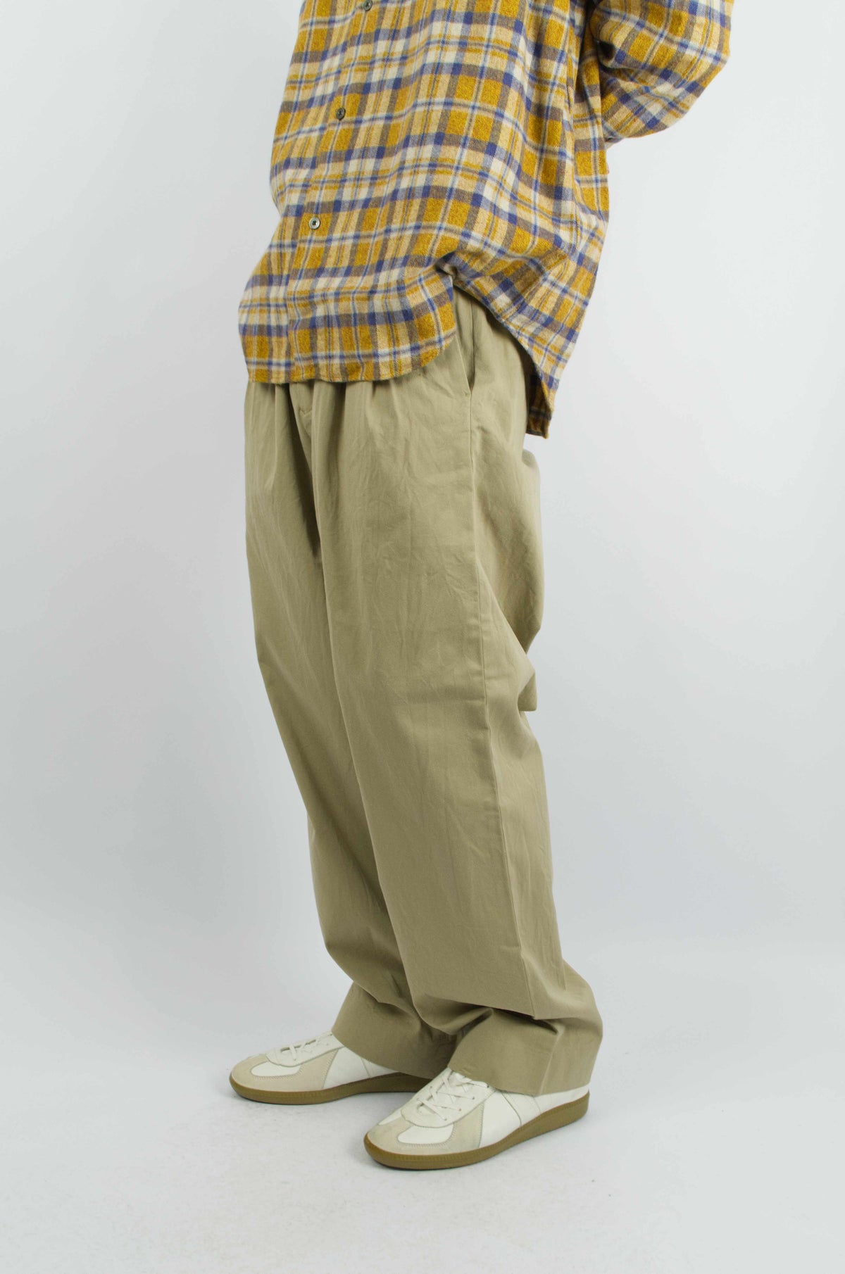 Yaeca - Chino Trousers Two-Tuck Straight, Khaki