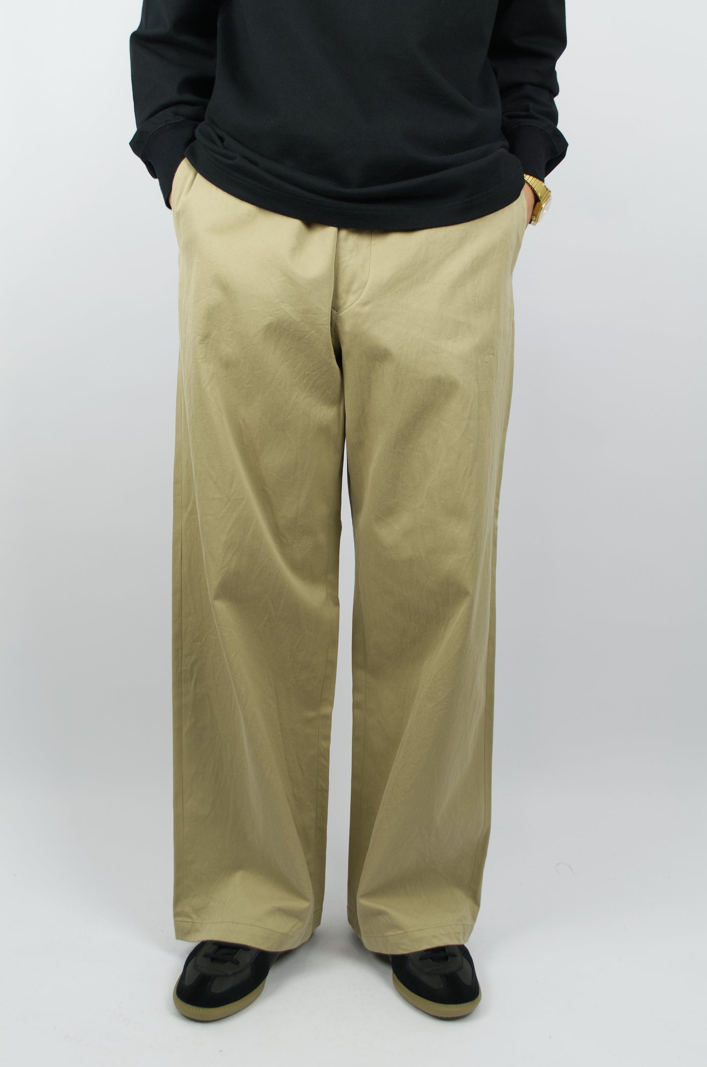 Yaeca - Wide Chino Trousers, Khaki