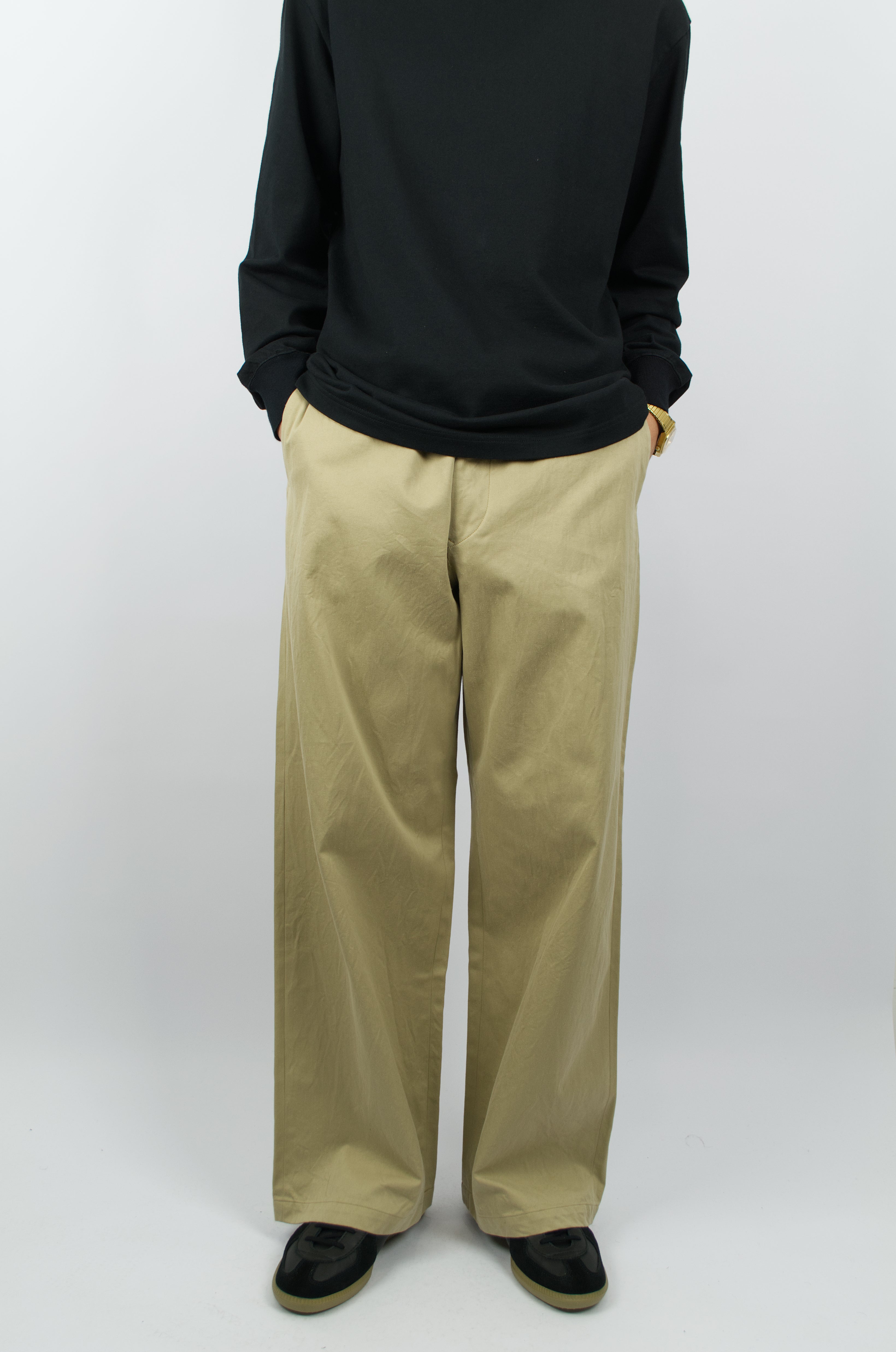 Yaeca - Wide Chino Trousers, Khaki – SUNNYSIDERS