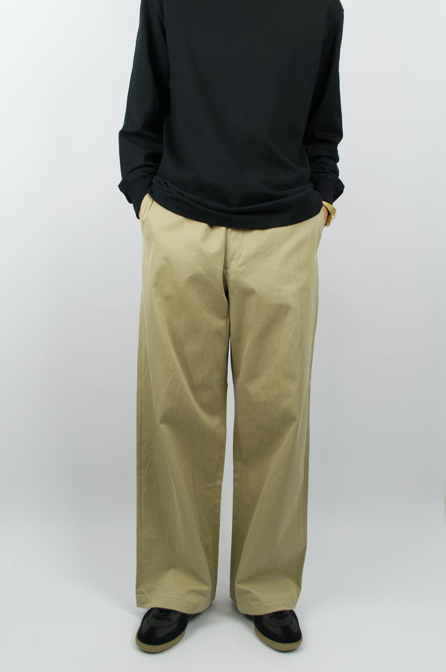 Yaeca - Wide Chino Trousers, Khaki