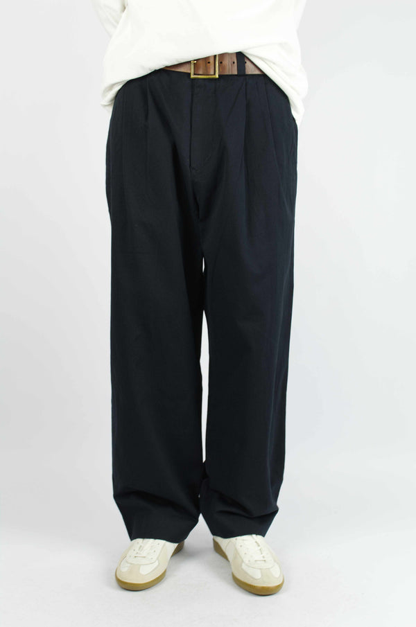 Yaeca - Chino Trousers Two-Tuck Straight, Navy