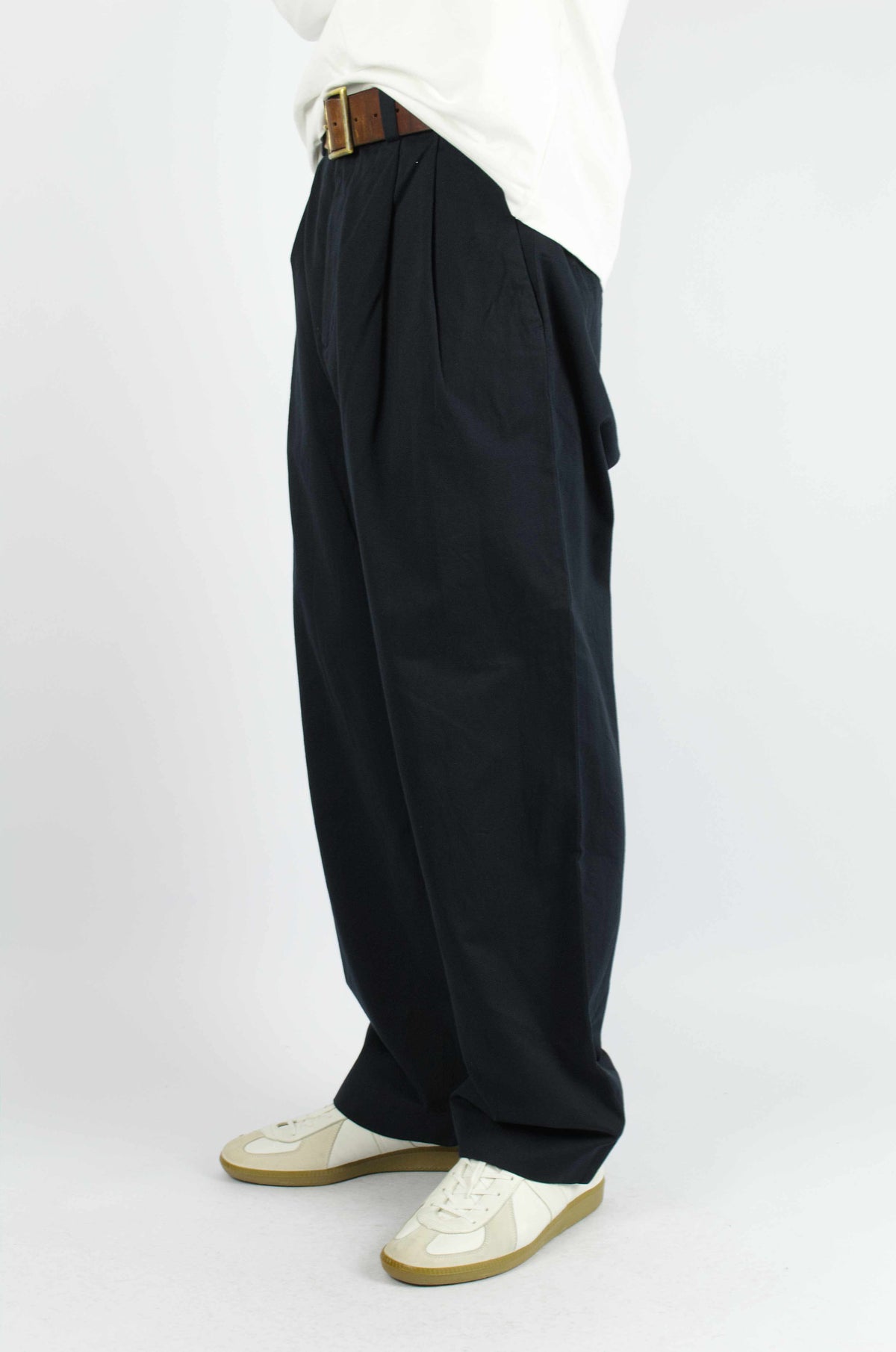 Yaeca - Chino Trousers Two-Tuck Straight, Navy