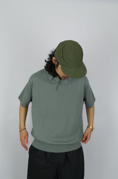Yonetomi - Wave Cotton Polo, Blue Grey