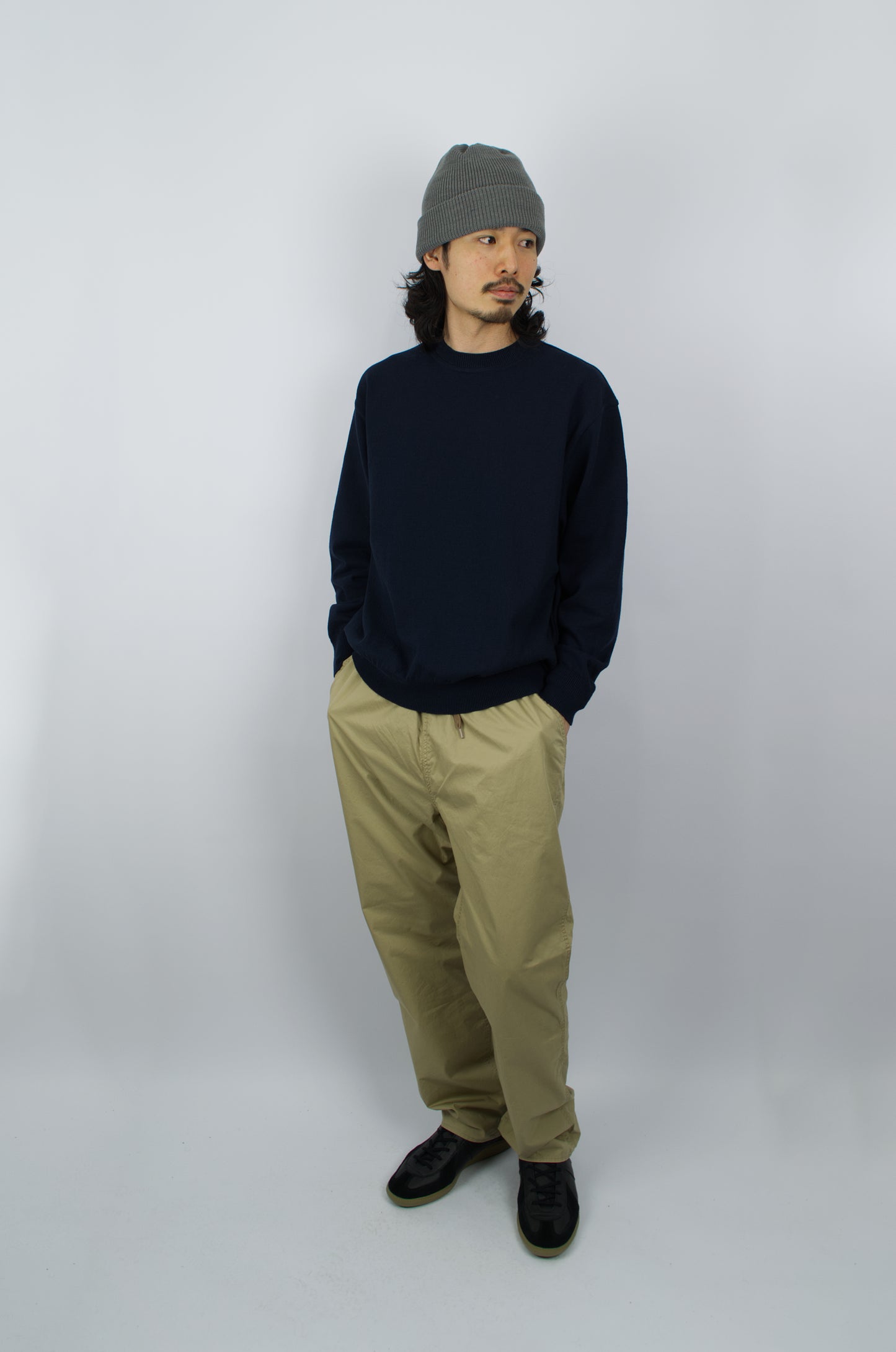 Yonetomi - Wave Cotton Pullover, Navy
