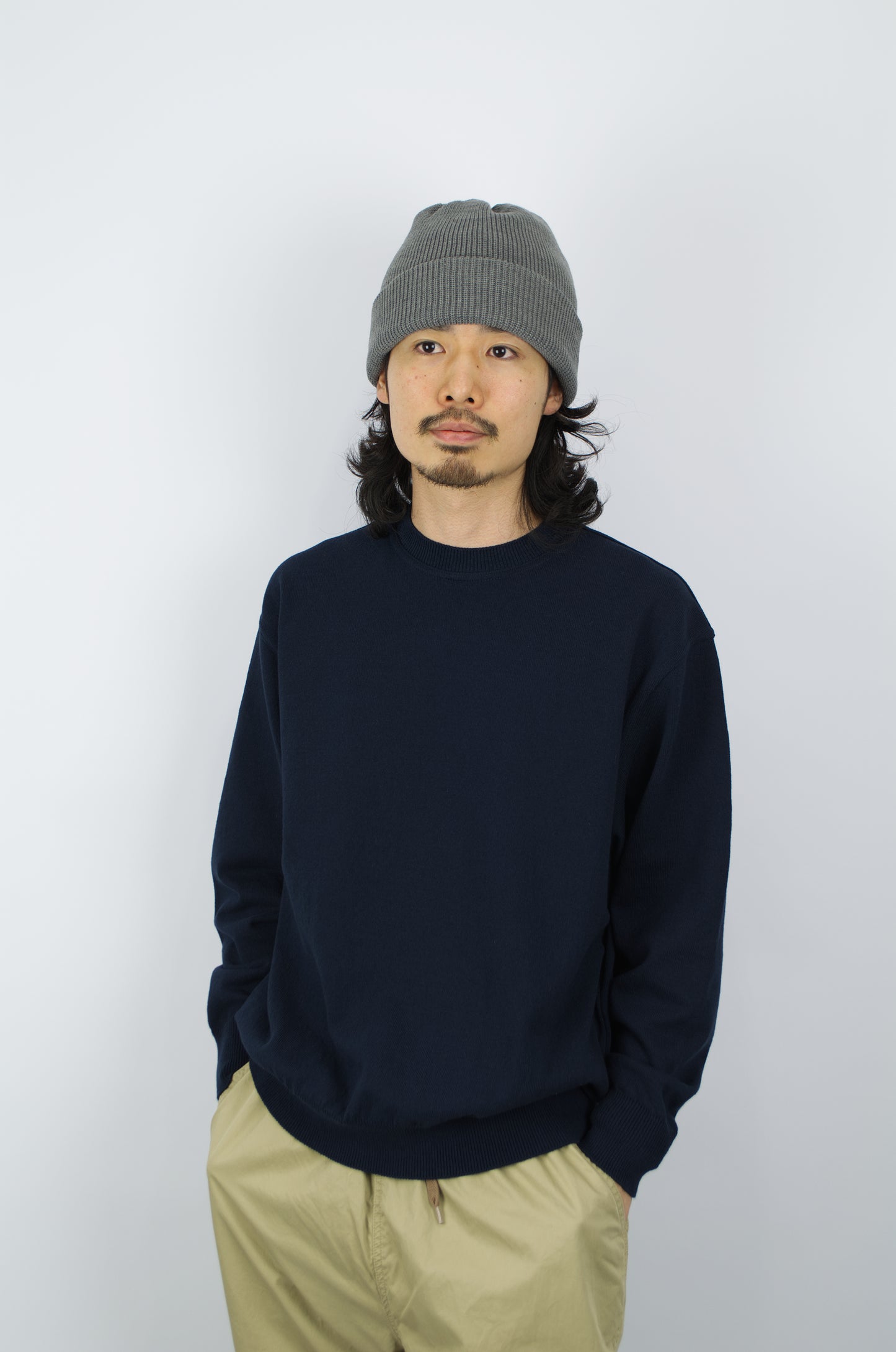 Yonetomi - Wave Cotton Pullover, Navy