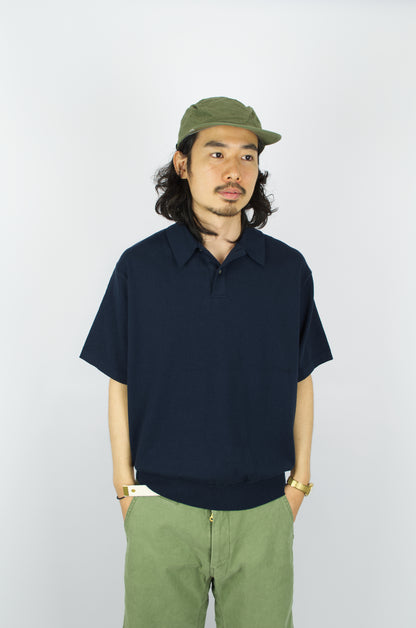 Yonetomi - Wave Cotton Polo, Navy
