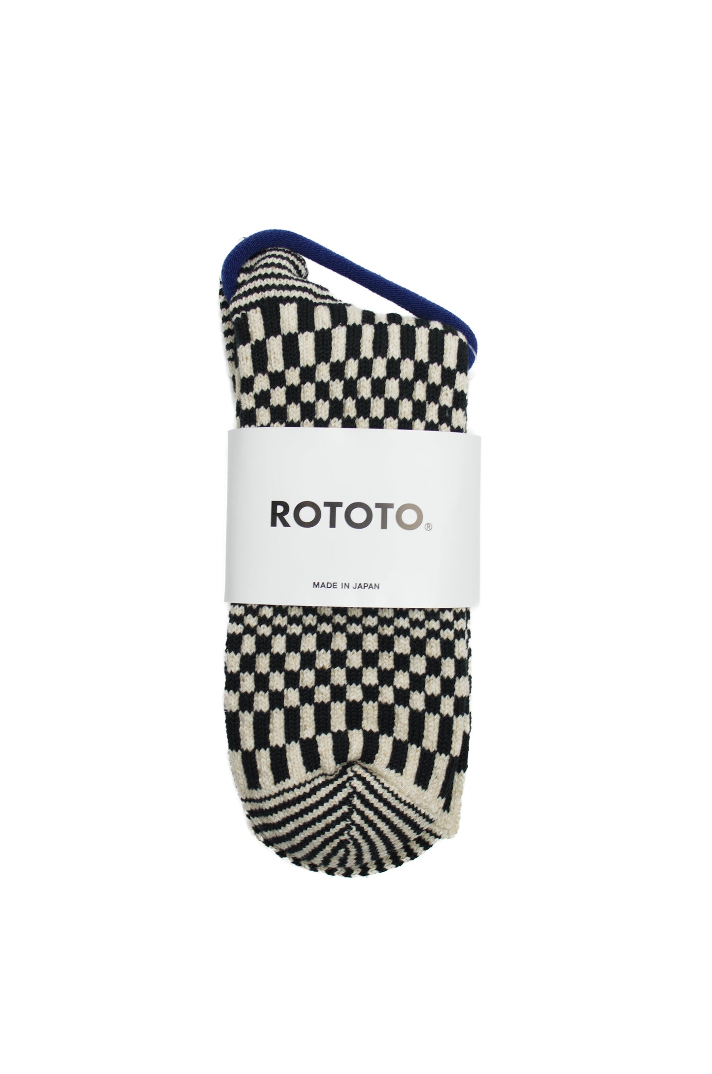 SUNNYSIDERS_ROTOTO_Rototo - Warped Checker Crew Socks, Black_Socks