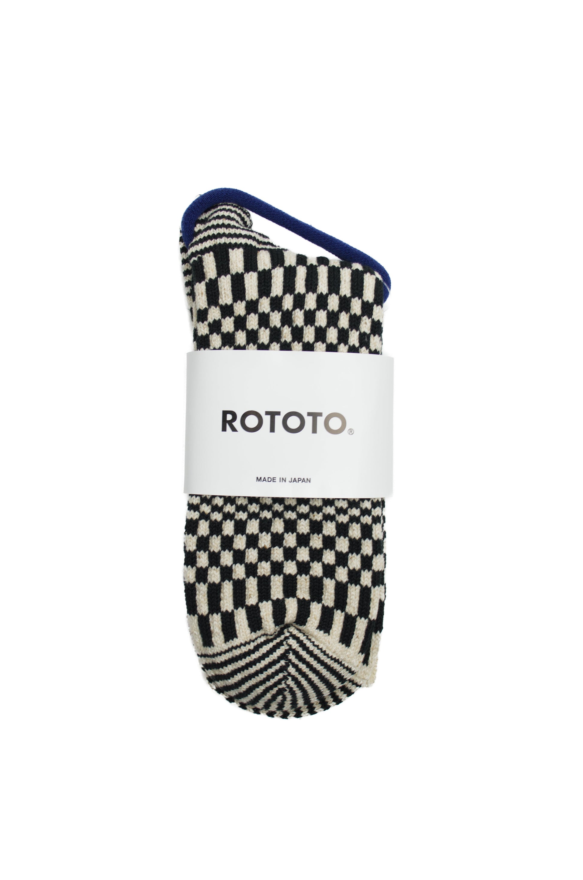 SUNNYSIDERS_ROTOTO_Rototo - Warped Checker Crew Socks, Black_Socks