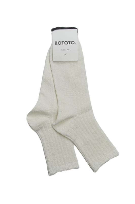 SUNNYSIDERS_ROTOTO_Rototo - Cotton Linen Ribbed Ankle Socks, White_Socks